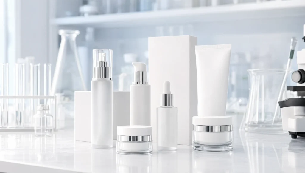 Private label skincare OEM ODM CTA image with custom formula packaging and product development solutions