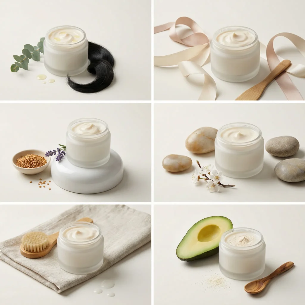 Private label smoothing hair mask packaging for salon brands and hair care distributors