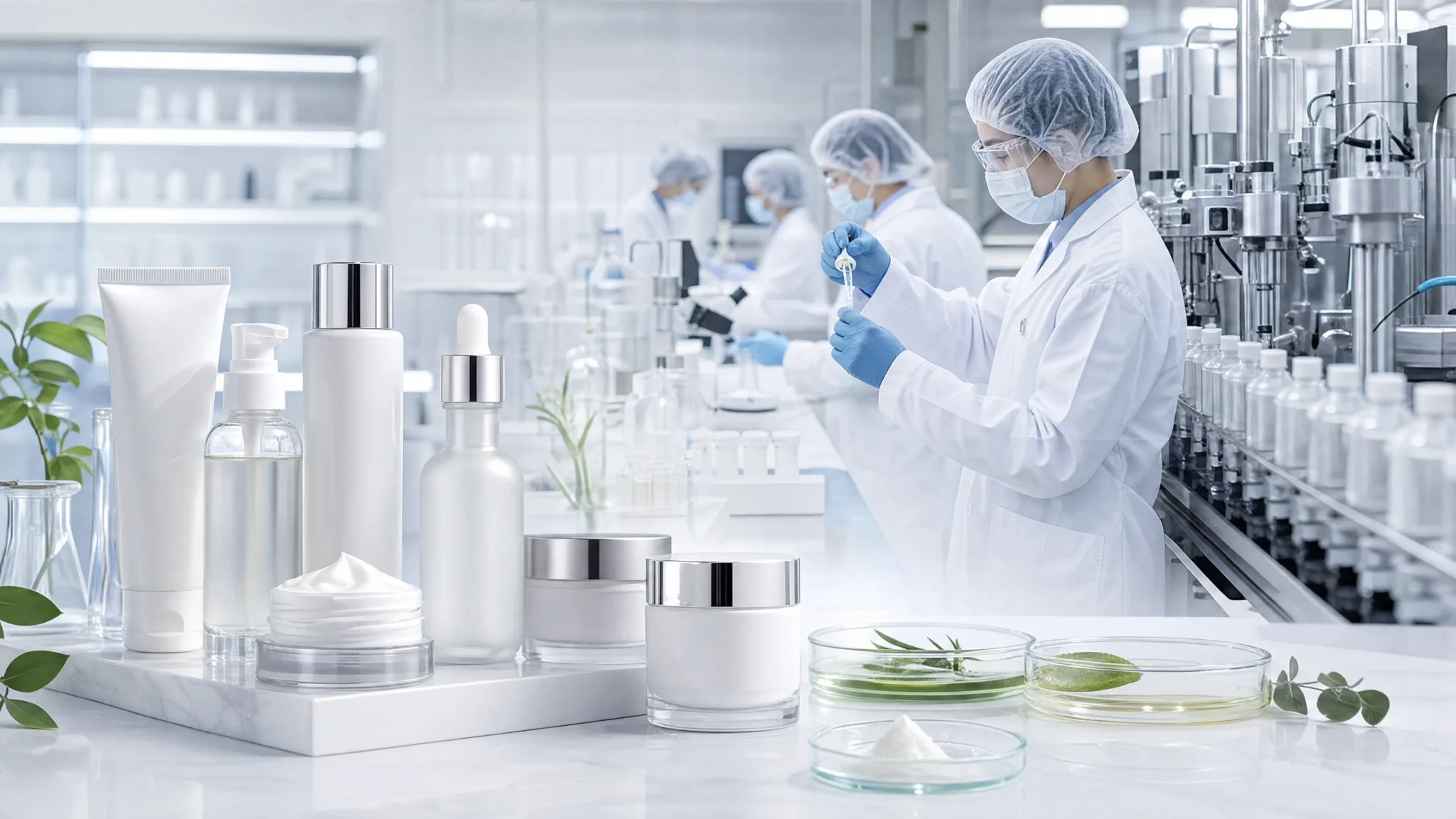Private label skincare manufacturing process from sample to bulk production