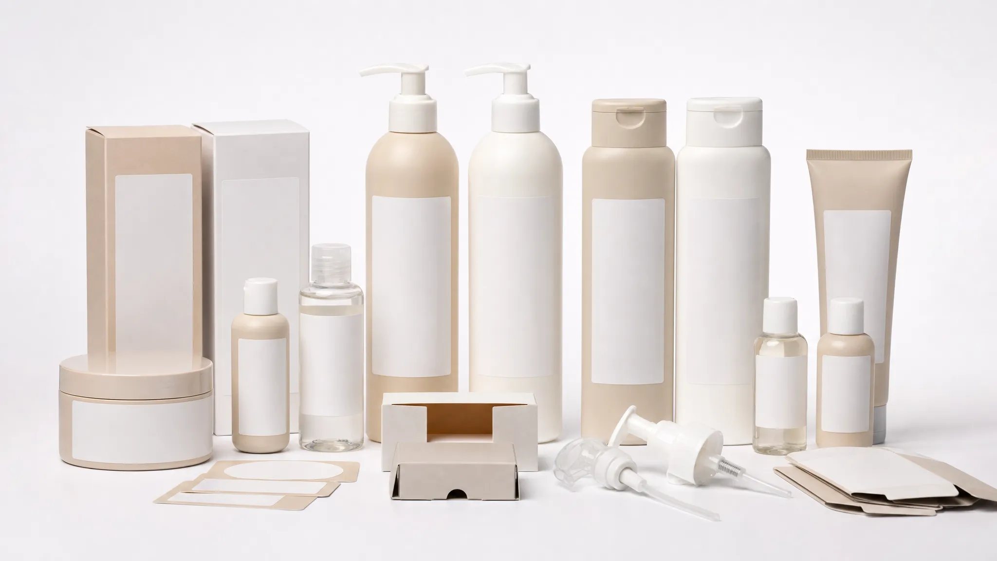 Private label shampoo packaging options including bottles labels and boxes
