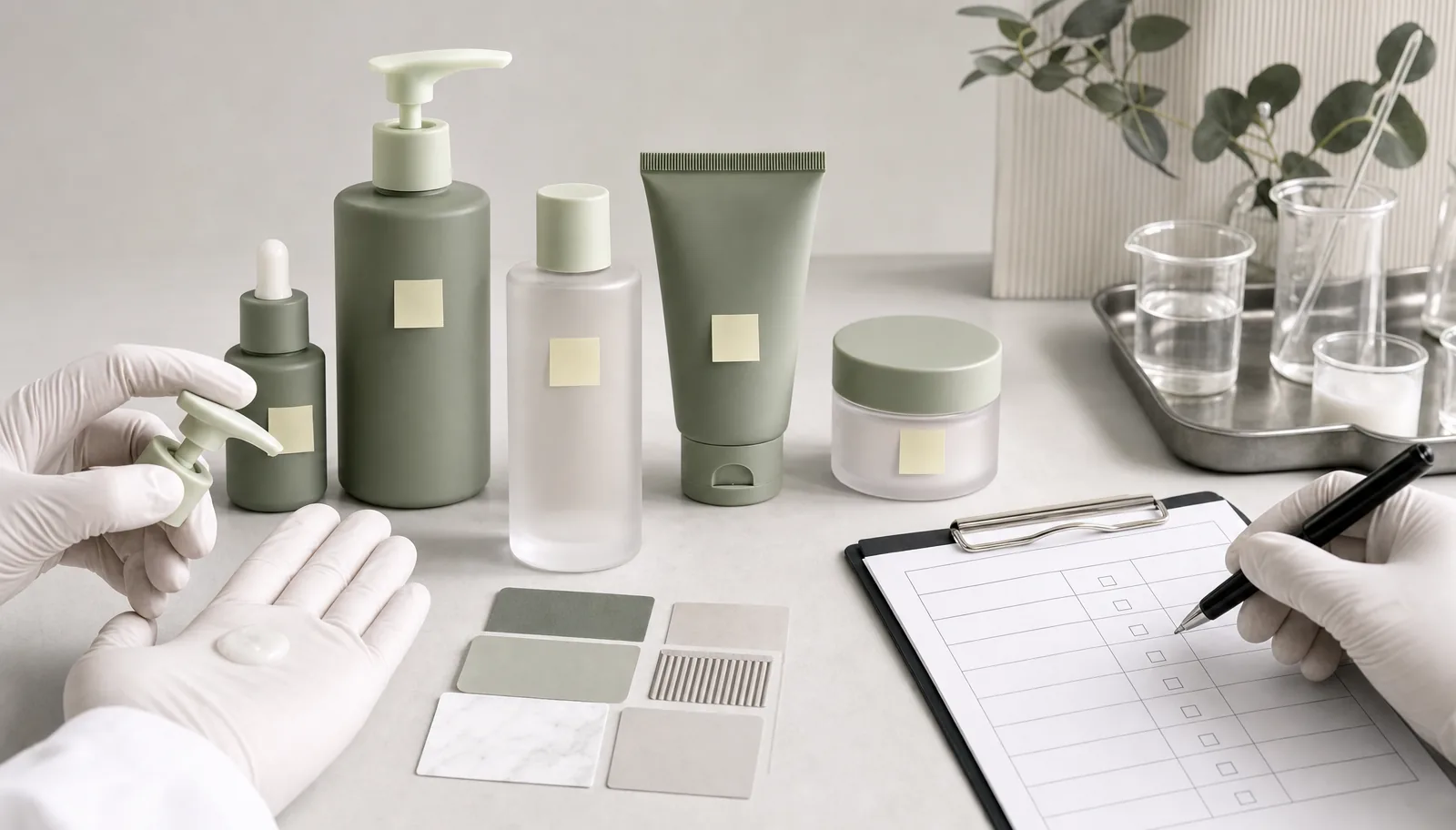 OEM and ODM skincare sample review with texture evaluation and version control checklist